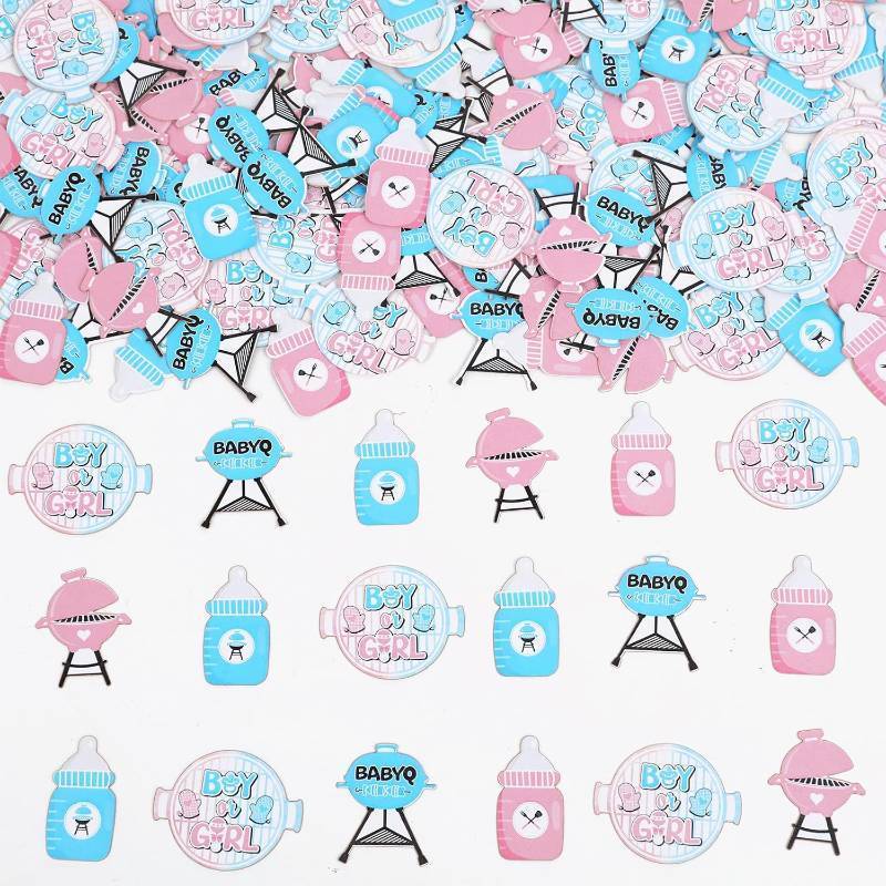 lot 69406 image: small 200 Pieces BBQ Gender Reveal Confetti, Pink Blue Baby Q Gender Reveal Table Decorations, Boy or Girl Barbecue Picnic Themed Baby Shower Party Supplies