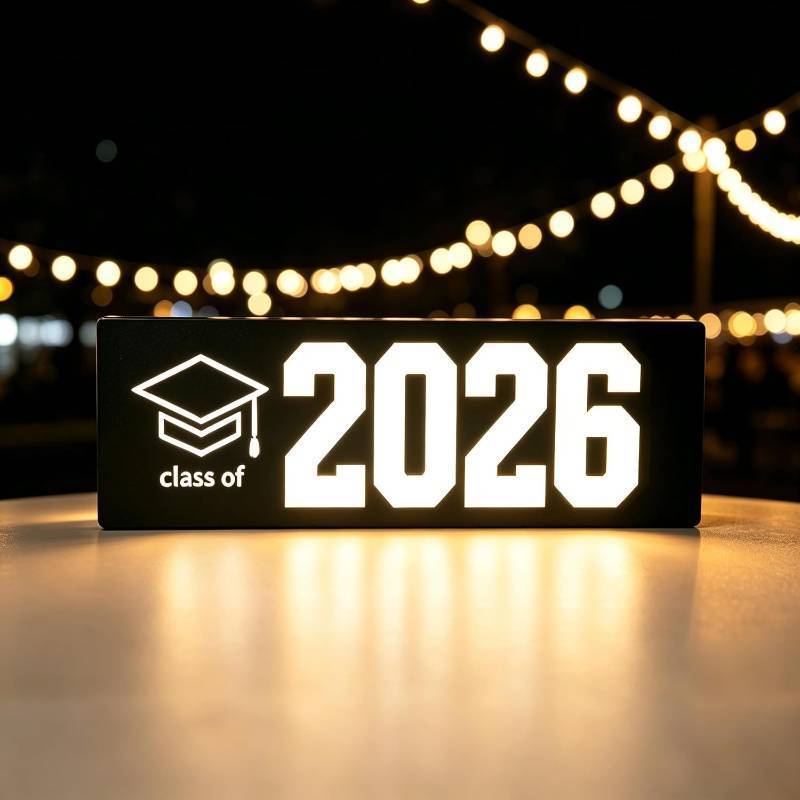 lot 69423 image: 24 x 8 cm Class of 2026 Graduation GRAD LED Sign Light, USB Powered Graduation Cap Night Light for 2026 Grad Party Decor, Bedroom, Desk, Graduation Gift