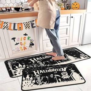 lot 66647 image: 17x4717x30 Happy Halloweeen Kitchen Rugs and Mats Set of 2, Skull Pumpkin Kitchen Mat, Castle Bat Halloween Farmhouse Party Floor Mat for Home Kitchen Decorations 17 x4717x30