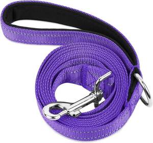 lot 66652 image: 4FT Standard(1W) Double-Sided Reflective Nylon Dog Leash, 6 FT4 FT5 FT, Soft Padded Handle Heavy Duty Leashes with D Ring for Medium and Large Dogs Walking and Training,(Purple, 4FT)