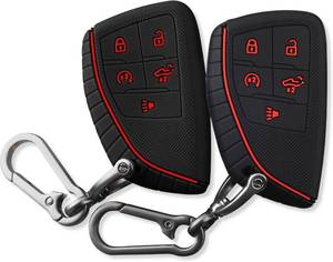 lot 66676 image: 5-Button Key Fob Cover for Chevy Silverado & GMC Sierra 2022-2025, Silicone 2-Pack, Black