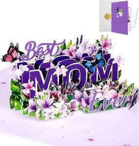 lot 66701 image: Mothers Day Pop Up Card - Mothers Day Card with Envelope and Blank Note, Featuring 3D Design Greeting Cards for Mom, Wife, Stepmother, Bonus Mom, Women, Butterfly Garden