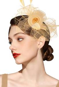 lot 66717 image: Kidukso Womens Fascinators Feathers Tea Party Hat Veil Headband Derby Hats Headpiece for Cocktail Church Wedding
