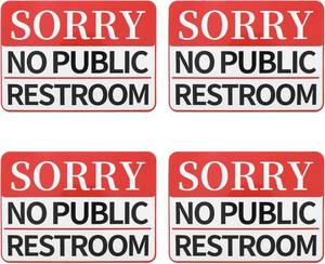 lot 66724 image: No Public Restroom Signs for Business,4Pcs Self Adhesive and UV Resistant Waterproof Sorry No Public Restroom Signs for Business Window Door
