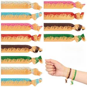 lot 69731 image: 1 Count (Pack of 12) Riceshoot 12 Pcs Ice Cream Drip Softball Hair Ties Elastic Hair Ties Sports Ribbon Bracelet Accessories Gift for Girls No Crease Elastics Set for Players, Coaches, Teams Stocking