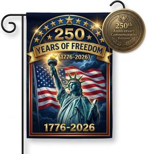 lot 69745 image: 250 Years America Garden Flag,USA 250th Anniversary Patriotic Yard Flag,1776 2026 Outdoor Garden Banner,Double-sided printed Statue of Liberty pattern,12 x 18 Inch (Blue)
