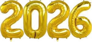 lot 69751 image: 2026 40 inch 40 Inch 2026 Pack of 4 Gold Big Helium Foil Balloon Numbers Large Mylar Number for Christmas New Years Eve Party Graduation Birthday
