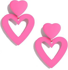 lot 69759 image: Double Heart Earrings Dangling Heart Drop Earrings For Women Love Heart Dangle Earrings Birthday Gift