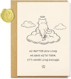 lot 69762 image: 5x7 inch Pet Loss Sympathy Card for Cat, Memorial Condolence Gift, Cat Remembrance & Bereavement Cards, Loss of Pet Sympathy Gift, Healing Greeting Cards for Passing of a Beloved Pet with Envelopes