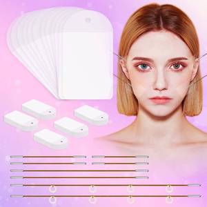 lot 69767 image: 0.01 Ounce (Pack of 100) Face Lift Tape Invisible,100PCS Face Tape Lifting Invisible Face Lift Tapes and Bands with 8 String Face Lifter Firming Facial Tape for Neck Eyes Jowls Double Chin Sagging Mak