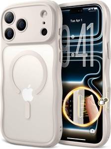 lot 69776 image: for iPhone 17 Pro Case for Women Girls, Compatible with MagSafe , Camera Control , Full Camera Protection , Cute Wave Magnetic Phone Case for iPhone 17 Pro,Stone