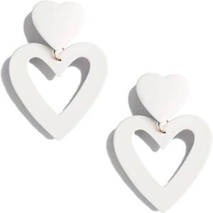 lot 69777 image: Double Heart Earrings Dangling Heart Drop Earrings For Women Love Heart Dangle Earrings Birthday Gift