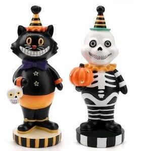 lot 10370 image: Aieyill 2pcs Halloween Cat and Skeleton Figurines