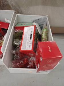 lot 10444 image: Christmas Decorations Lot, Gnomes, Ornaments, Mini Tree And More