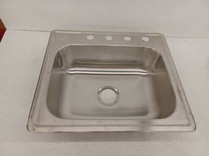 lot 10449 image: Stainless Steel Drop-In Kitchen Sink Single Basin,  25x22