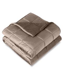 lot 2001 image: Bare Home Weighted Blanket, 10lbs (60 x 40) - Brown - 60 x 40