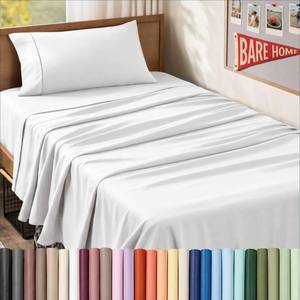 lot 2011 image: Bare Home Twin XL Sheet Set - 1800 Ultra-Soft (Twin XL, White)