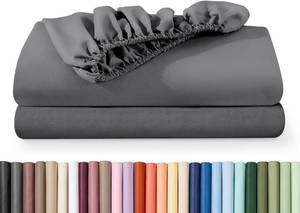 lot 2020 image: Bare Home 2-Pack Fitted Sheet 1800 Ultra-Soft (Twin XL, Grey)