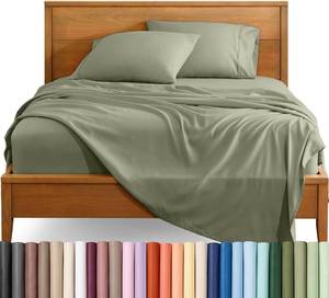 lot 2034 image: Bare Home Full Sheet Set - 1800 Ultra-Soft (Full, Sage)
