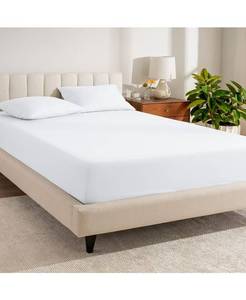 lot 2035 image: Bare Home Percale Fitted Sheet - White - Queen