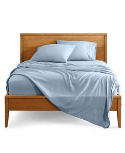 lot 2053 image: Bare Home Ultra-Soft Double Brushed Sheet Set, Queen - Blue - Queen