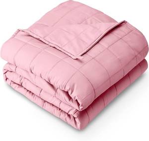 lot 2055 image: Bare Home Cotton Weighted Blanket (Light Pink, 40x60 10lbs)