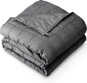 lot 2065 image: Bare Home Cotton Weighted Blanket (Grey, 60x80 20lbs)