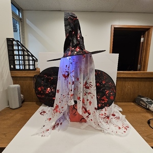 lot 2090 image: Pack of 3 Halloween Light up Witch Hat Wicked Wizard Hats for Women Wide Brim Pointed Party Cosplay Fancy Dress Carnival Costume