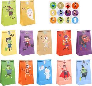 lot 2114 image: KIMOBER 36pcs Halloween Paper Gift Candy Bags,Trick or Treat Goodie Bags With Sticker For Halloween Party Favor Supplies