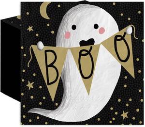 lot 2116 image: JarThenaAMCS 100 Pcs Halloween Paper Napkins Boo Ghost Disposable Luncheon Napkins Black White Funny Decorative Dinner Napkin for Home Party Table Decor,6.5 x 6.5 Inch