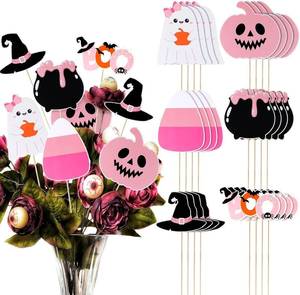 lot 2119 image: Yexiya 24 Pcs Halloween Centerpiece Sticks Ghost Pumpkin,Cute,Pink