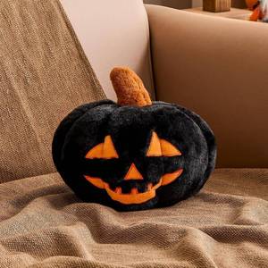 lot 2130 image: Lfsaaj Halloween Decoration Pumpkin Pillows, Black Ghost Pumpkin Shaped Throw Pillows, Soft Rabbit Fur Pillow 11 Inch Cute 3D Fall Funny Room Decoration for Natural Accent Pillows for Holiday