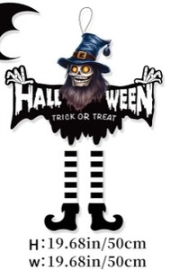 lot 2137 image: Spooky skeleton-and-witch hanging door sign