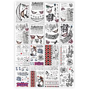 lot 2140 image: NEDEQI 16 Sheets Large-Size Joker & HQ Tattoos, Punk Style, Waterproof, All Versions