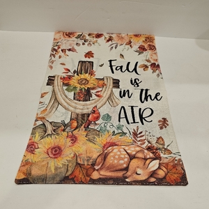 lot 2147 image: ZAEW Fall is in the Air Watercolor Cross Sunflowers Floral Maple Leaves Pumpkins Fawn Cardinals Birds Autumn Garden Flag Yard Flag 12x18 Inch Double Sided Small Mini Yard Outdoor Outside Farmhouse