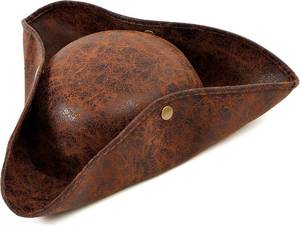 lot 2155 image: Spooktacular Creations Adult Pirate Hat Men, Brown Leather Tricorn Hat, Colonial Style Pirate Costume Accessories for Halloween Themed Cosplay, Festival Dress-Up Parties
