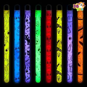 lot 2173 image: JOYIN 36 Pcs Halloween Glow Sticks Bulk Party Pack, Hanging Wands in 8 Design, 6 Color Light Up Stick for Kid Glow in The Dark Halloween Party Favor Supplies, Goodie Bag Filler, Trick or Treating Gift