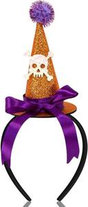 lot 2176 image: TODDER Glitter Halloween Witch Hat Witch Headband for Women Girls Mini Small Halloween headpiece Hair Band for Women