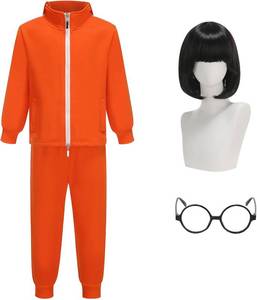 lot 2183 image: Kids Costume Jacket Trousers Dress up Halloween with Wig Glasses S-M