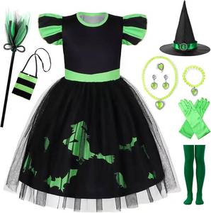 lot 2190 image: 10 Pcs Halloween Black Witch Costume for Girls Pink Dress for Kids Size 78