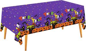 lot 2264 image: Halloween Party Disposable Tablecloth, Plastic Table Cover for Halloween decorations, 3 PCS, 54x108
