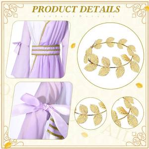 lot 2295 image: Geyoga 2 Pcs Greek Toga Costume Grecian Roman Costume and Roman Crown Leaf Wreath Halloween Purple and White Kids Size Medium