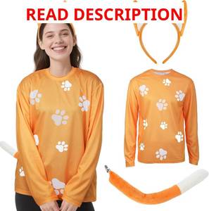 lot 2297 image: Mepase 3 Pcs Halloween Blue Dog Cartoon Costume Set T Shirt with Dog Ear Headband and Tail for Halloween Party Cosplay