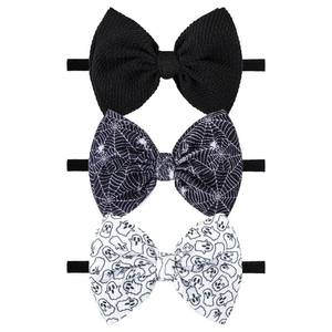 lot 2326 image: YanJie Halloween Bows for Baby Girls Elastic Nylon Headbands Toddler Girls Spider Hair Bows Ghost Hair Halloween Accessories Newborn