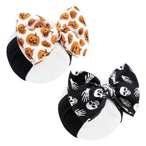 lot 2332 image: YanJie 6 2PCS Halloween Hair Bows Baby Girls Headbands Pumpkin Accessories Black Ghost Baby Bows Newborn Bows Nylon Hair Bows Toddler Headband