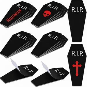 lot 2336 image: Jetec 24 Pads Coffin Shape Sticky Notes, RIP Notepads