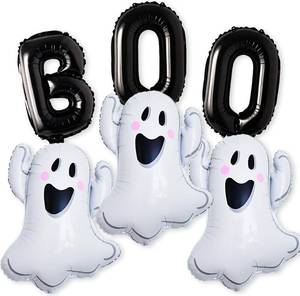 lot 2337 image: Halloween Ghost Balloons 16 Inch Black BOO Balloons Halloween Decorations