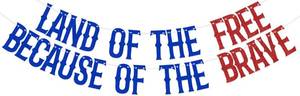 lot 2346 image: Happy 4th of July Garland Bunting Sign for Independent Day Party Decor Sign Blue Red Glitter