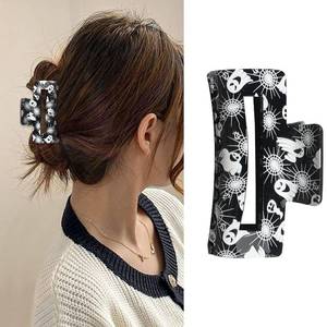 lot 2356 image: Halloween Hair Clip Ghost Spider Web Hair Claw Clips for Women Girls, Black Square Acrylic Large Hair Accessories Fall Non Slip Hairpins for Thick Thin Hair Decorations