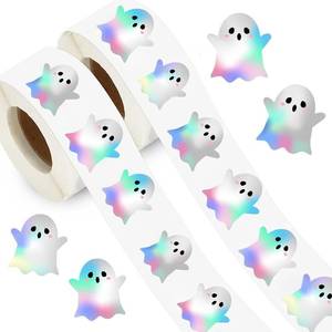 lot 2359 image: 1000Pcs Holographic Halloween Ghost Stickers Roll